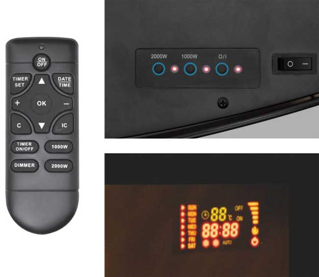 Električni zidni kamin 2000W FKK17 - dodatni pogled