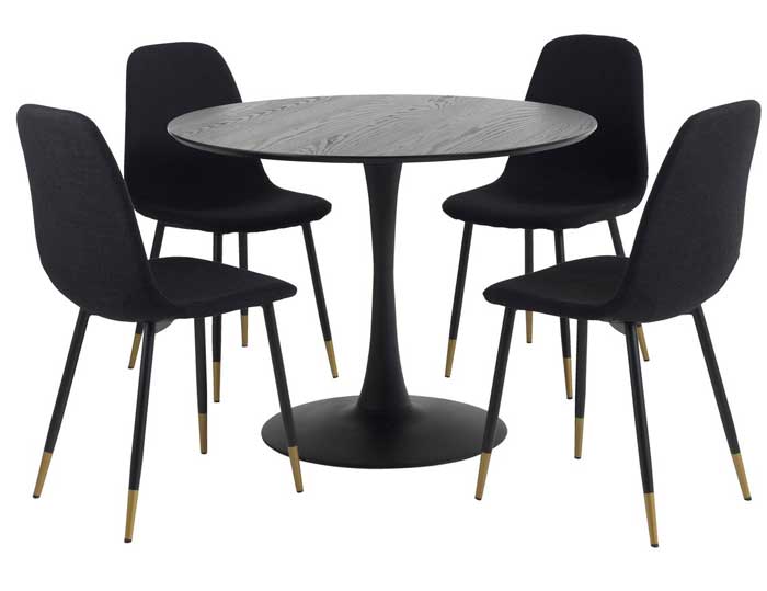 Trpezarijska garnitura Riyon Gold Okrugli sto sa četiri stolice - dodatni pogled