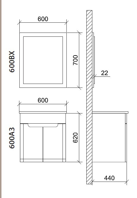 Roper ormarić sa lavaboom Andrea E-8005 60  - dodatni pogled