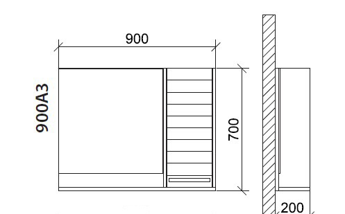 Roper ogledalo sa ormarićem i rasvetom 900A3 Marina - dodatni pogled