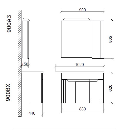 Roper ogledalo sa ormarićem i rasvetom Mirjana 900A3 - dodatni pogled