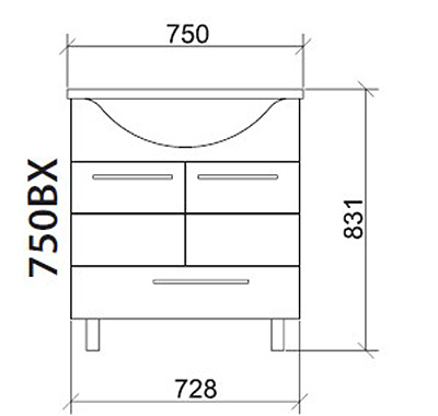 Roper ormarić sa lavaboom Nada 750BX - dodatni pogled