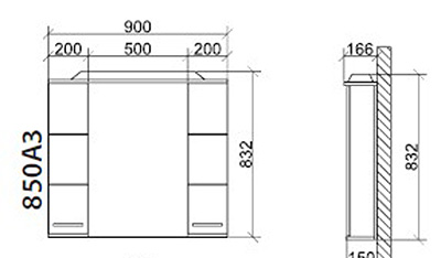 Roper ogledalo sa ormarićem i rasvetom Nada 850A3 - dodatni pogled