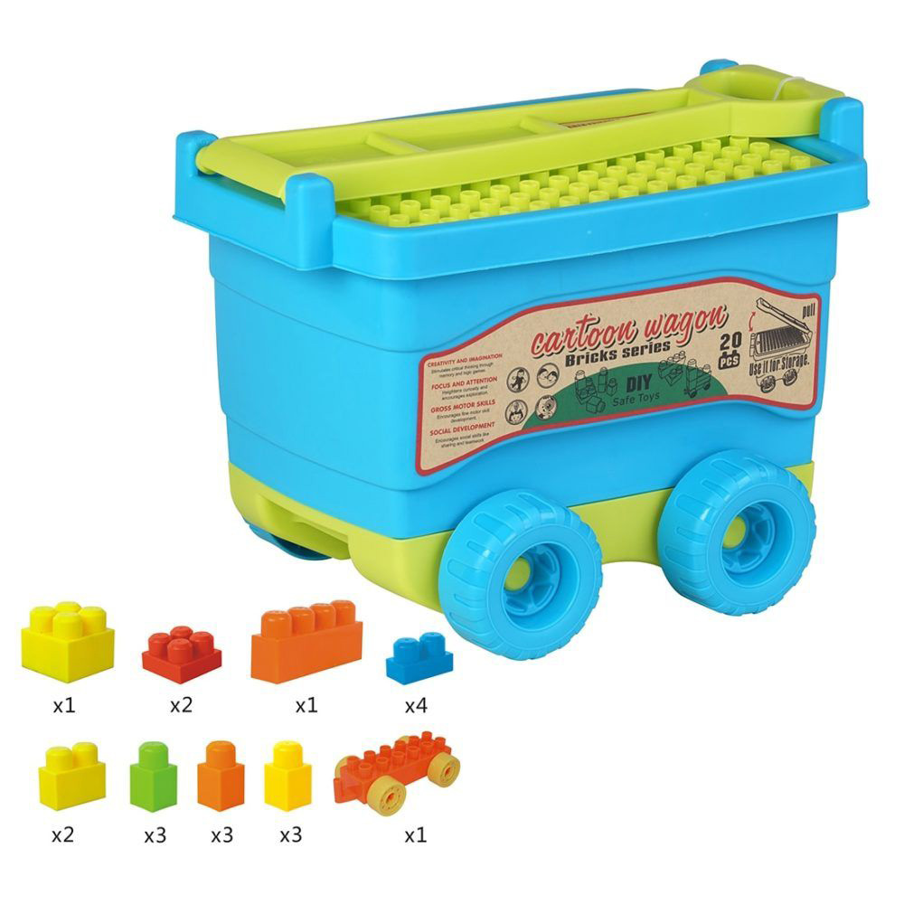 Gyoby Toys Dečije kocke Plastične kocke PLAVA KOLICA 20 delova 876022 - dodatni pogled