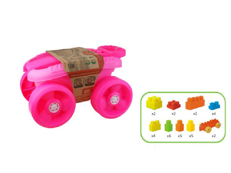 Gyoby Toys Dečije kocke Plastične kocke KOLICA Pink 32 dela 876023 - dodatni pogled