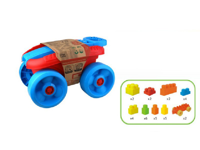 Gyoby Toys Dečije kocke Plastične kocke KOLICA Plava 32 dela 876024 - dodatni pogled