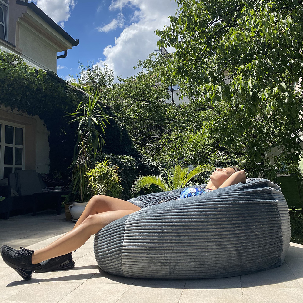 Lazy Bag Extra Jumbo štraftice siva od mikrofibera - dodatni pogled