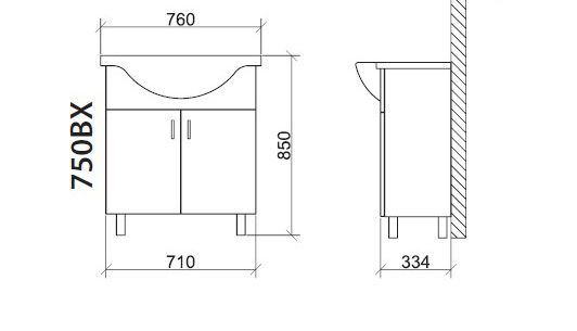 Roper ormarić sa lavaboom Ekonomik 750BX - dodatni pogled