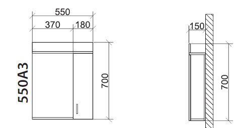 Roper ogledalo sa ormarićem i rasvetom Ekonomik 550A3 - dodatni pogled