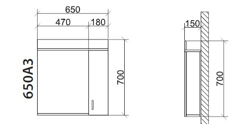Roper ogledalo sa ormarićem i rasvetom Ekonomik 650A3 - dodatni pogled