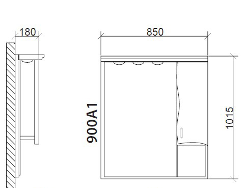 Roper ogledalo sa ormarićem i rasvetom Sofi 900A1 - dodatni pogled