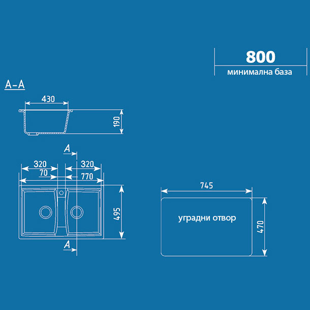Granitna dupla sudopera sa sifonom Ulgran U402 bež - dodatni pogled