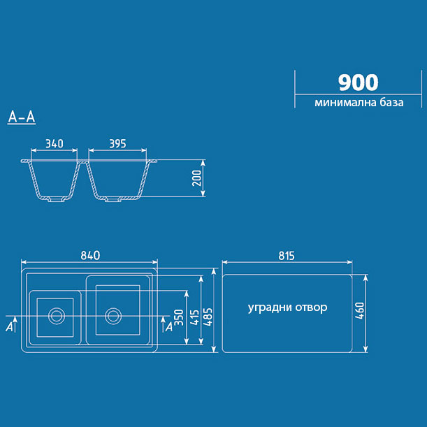 Granitna dupla sudopera sa sifonom Ulgran U200 siva - dodatni pogled