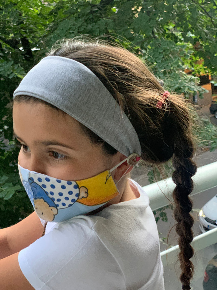 NunaNai traka za kosu sa dugmićima za masku petrolej - dodatni pogled