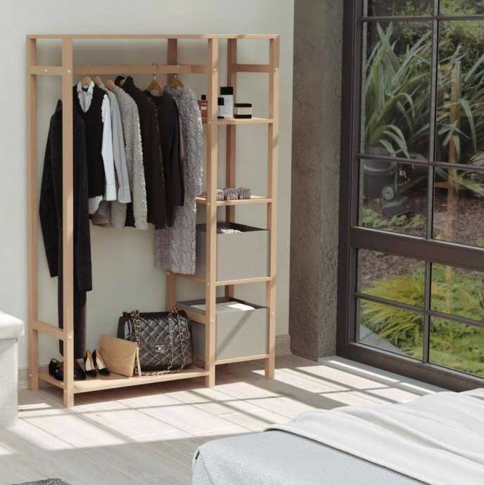 Otvoreni garderober sa policama bienWood BIE7027 - dodatni pogled