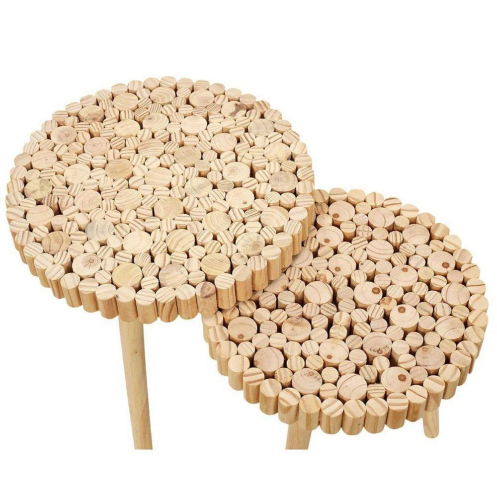 Klub stolovi od drveta set 2 komada Rondin - dodatni pogled