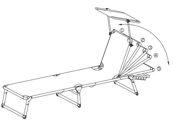 Sklopiva ležaljka sa štitnikom od sunčevih zraka - dodatni pogled