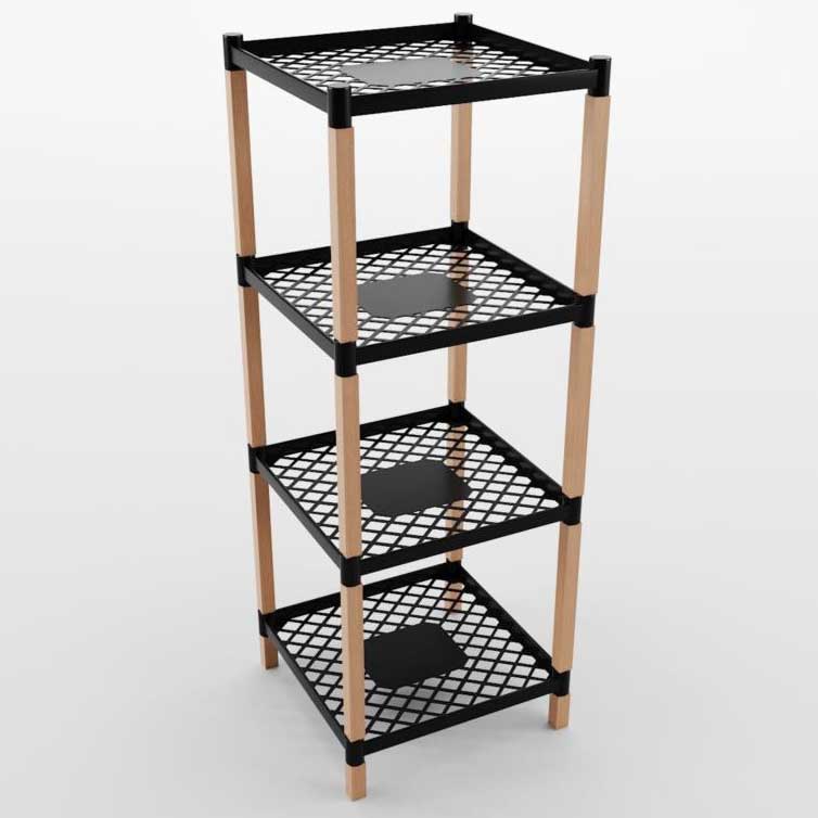 Polica Višenamenska Drvo - Plastika bienWood BIE-7209 - dodatni pogled