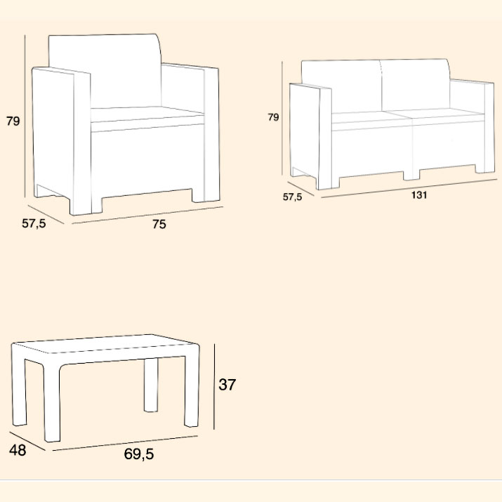 Baštenska Garnitura za 4 Osobe Bica Dakota 2 Graphit - dodatni pogled