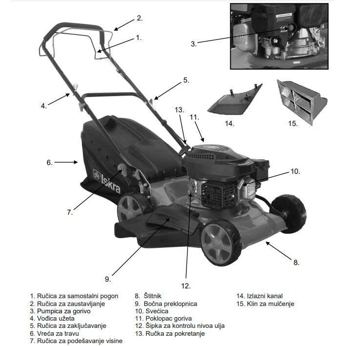 Samohodna benzinska kosačica za travu Iskra BN46SML-RV145 - dodatni pogled