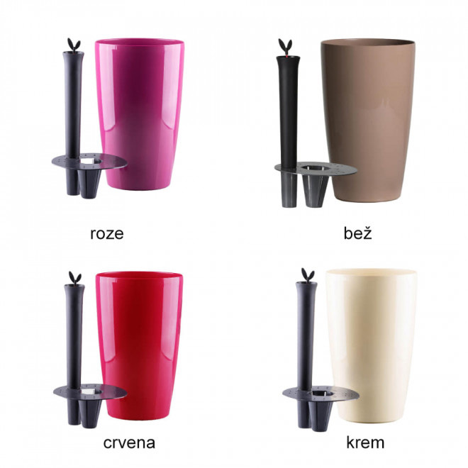 Saksija sa sistemom za zalivanje Diva 20 okrugla siva - dodatni pogled