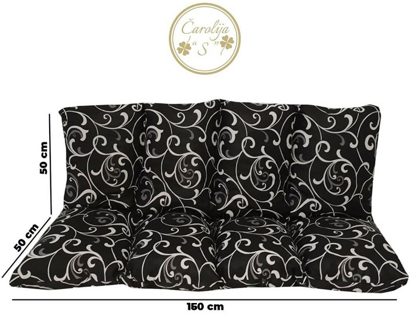 Jastuk Za Baštensku Ljuljašku 150 x 50 x 50 cm Black ORNAMENT - dodatni pogled