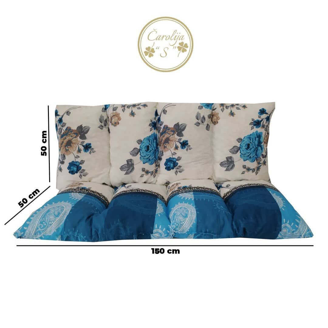 Jastuk Za Baštensku Ljuljašku 150 x 50 x 50 cm FLOWERS Blue - dodatni pogled