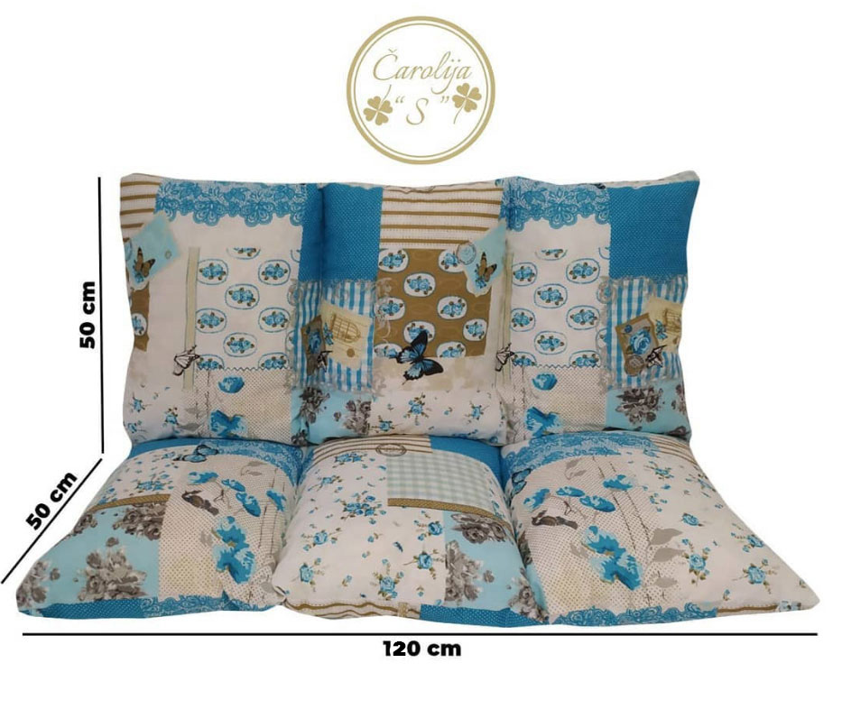 Jastuk Za Baštensku Ljuljašku 120 x 50 x 50 cm Blue PATCHWORK - dodatni pogled