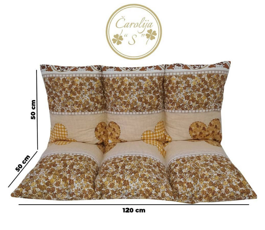 Jastuk Za Baštensku Ljuljašku 120 x 50 x 50 cm Brown FLOWERS - dodatni pogled