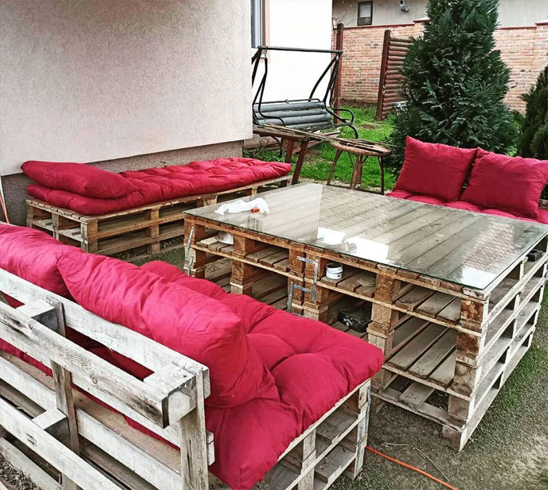 Jastuci za garniture od paleta - 100 x 50 x 50 cm - Flora Red - dodatni pogled