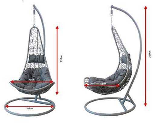 Viseća ljuljaška Jaje Sa jastukom Grigio FLJG - dodatni pogled