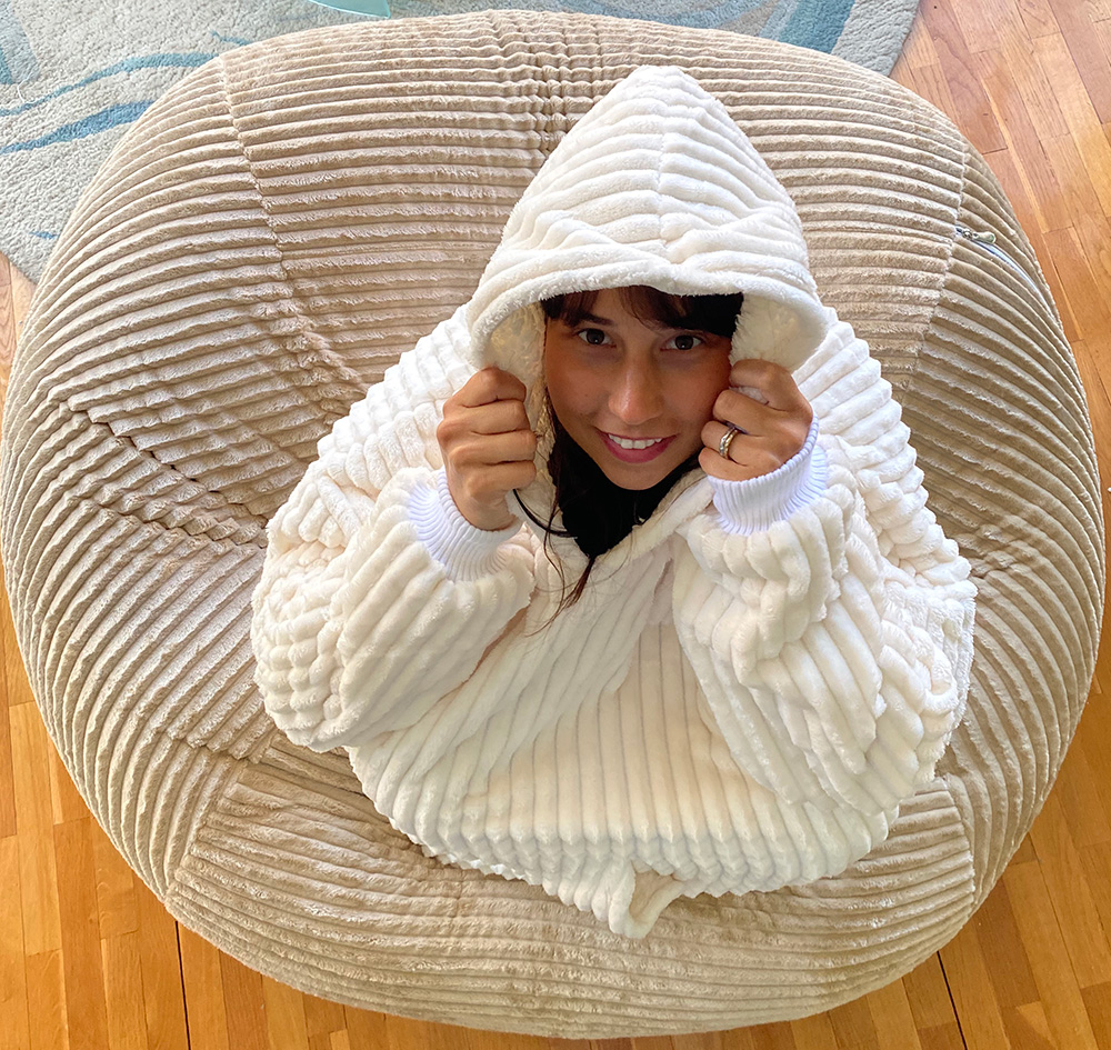 Lazy Bag Jumbo Fotelja- Štraftica Bež - dodatni pogled