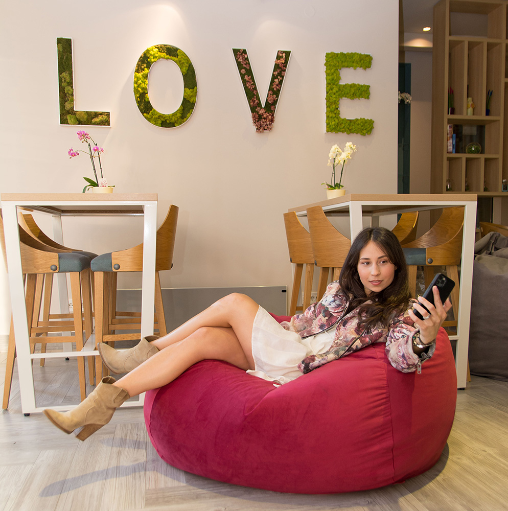 Velvet Lazy Bag fotelja Roze - dodatni pogled