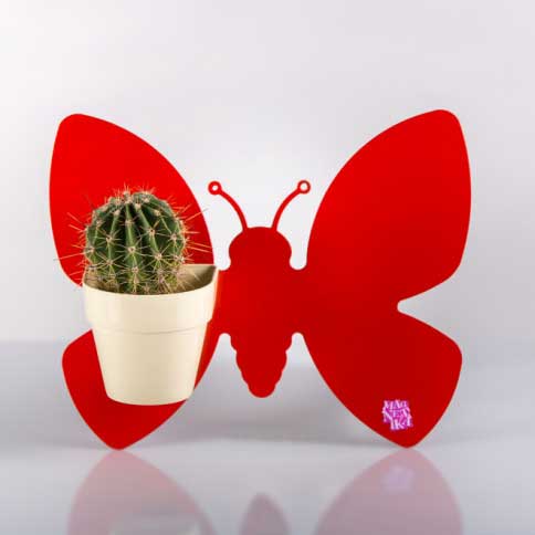 Zidni metalni panel za Magnetika saksije Leptir veći crveni - dodatni pogled