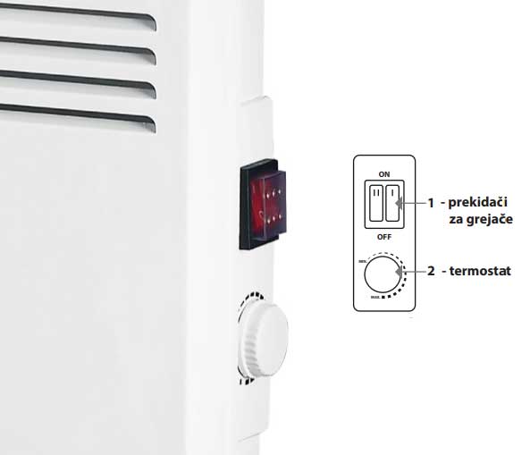 Konvektorska grejalica 2500W FK-Y113/2500 - detalj