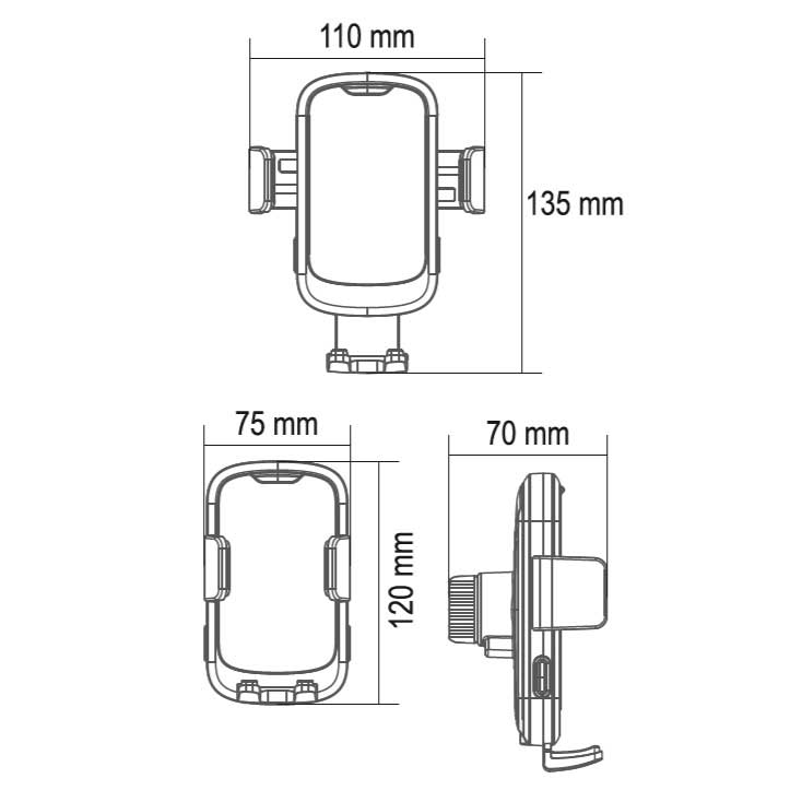 Držač za mobilni telefon sa Qi bežičnim punjačem SAU2000Qi - detalj