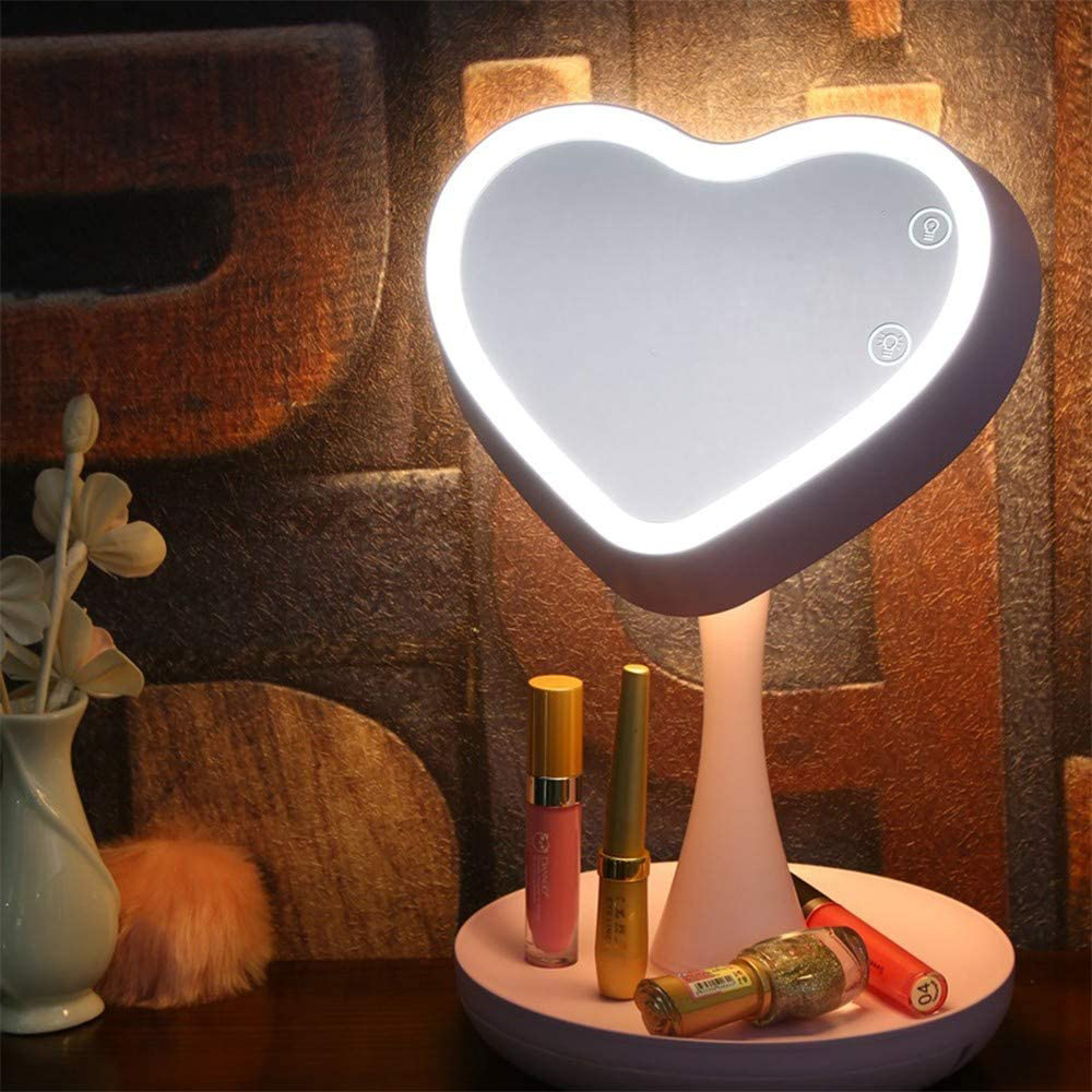 Led ogledalo u obliku srca roze - detalj