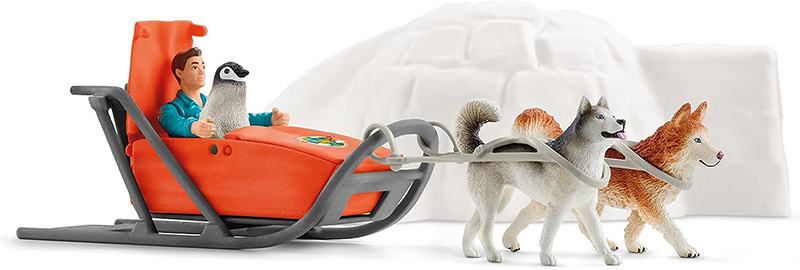 Schleich Figure divlje životinje - Pingvin i haski - Antarktička ekspedicija 42624 - detalj