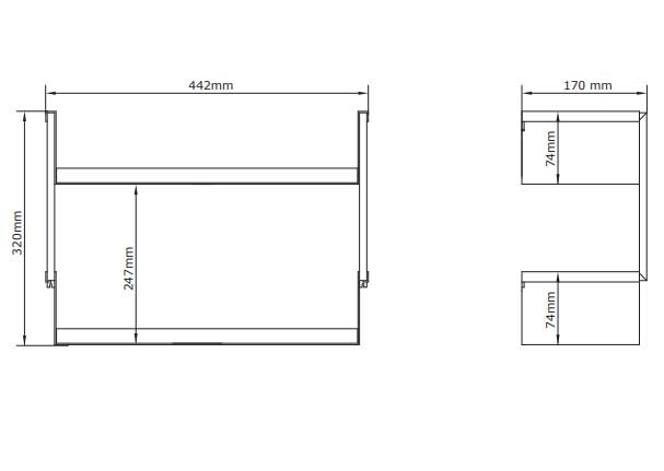 Zidna polica sa dva nivoa Assen - detalj