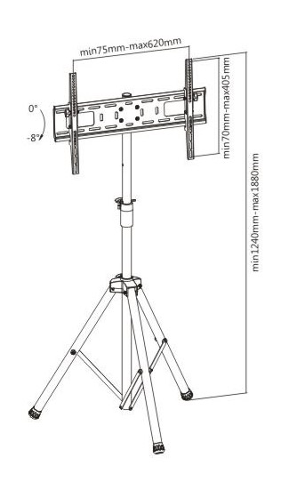 Podesivi podni nosač televizora 37-70 inča Kettz TVN-1065 - detalj