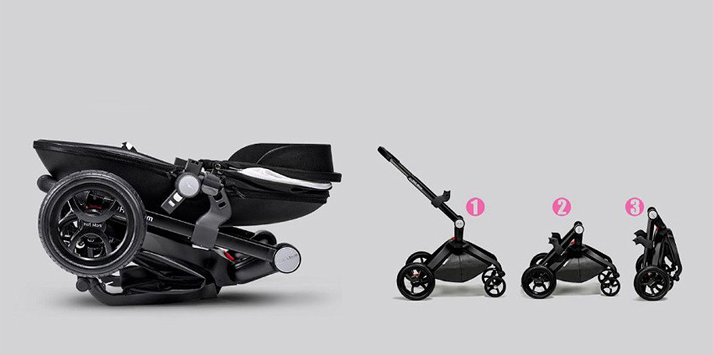 HOT MOM Kolica za bebe F22 2 u 1 F22 BLACK - detalj