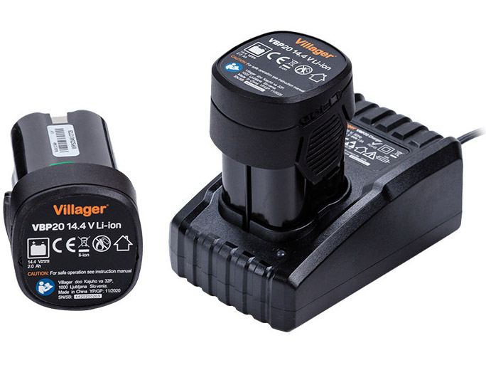 Akumulatorske makaze za orezivanje u koferu sa dve baterije Villager VBP 20 - detalj