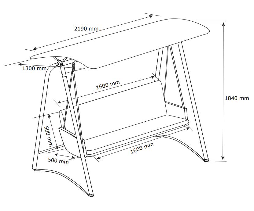 Baštenska ljuljaška sa tendom Trosed - detalj