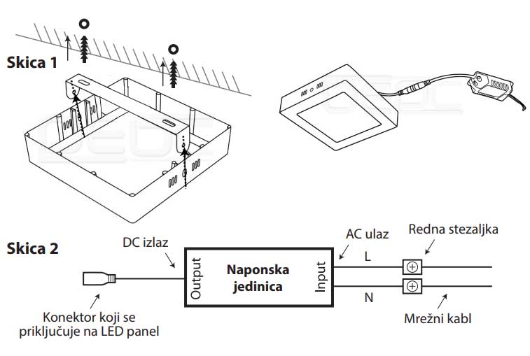 Plafonski LED panel 12W Dnevno svetlo LNPS-P12/W - detalj