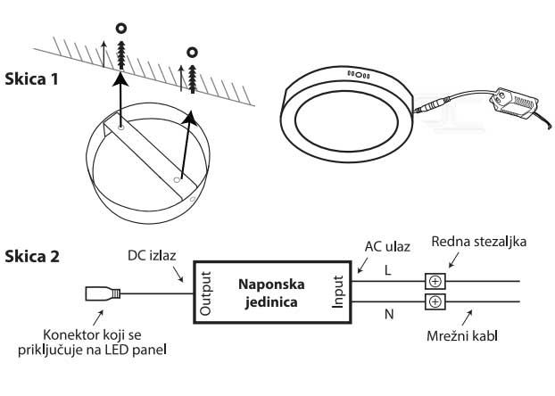 Okrugli nadgradni LED panel 24W Dnevno svetlo LNPS-O24/W - detalj