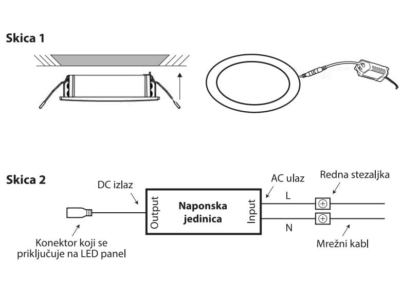 Ugradni LED panel 24W Dnevno svetlo LUPS-O24/W - detalj