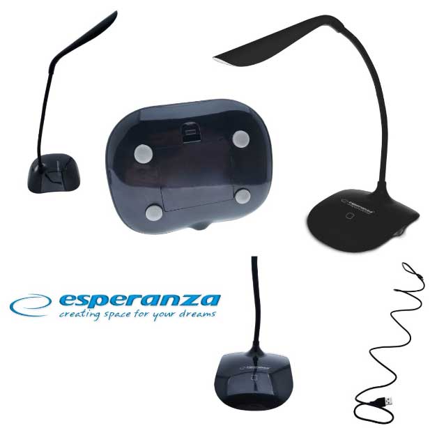 Stona lampa sa napajanjem preko USB-a ili baterija Esperanza Acrux Black - detalj