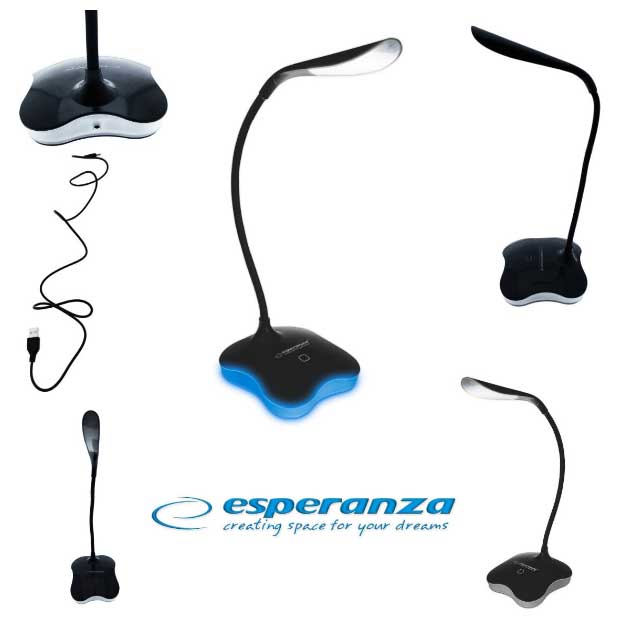 Stona lampa sa USB ili napajanjem preko baterija Esperanza Mimosa Black - detalj