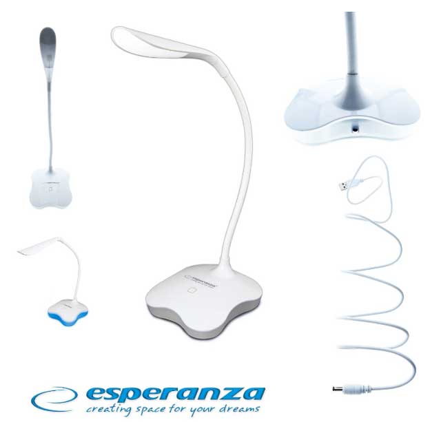 Stona lampa sa USB ili napajanjem preko baterija Esperanza Mimosa White - detalj