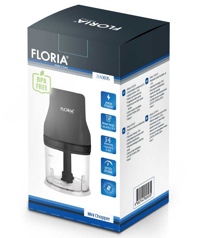 Kuhinjska seckalica sa dvostrukim sečivom 200W Floria ZLN3035 - detalj